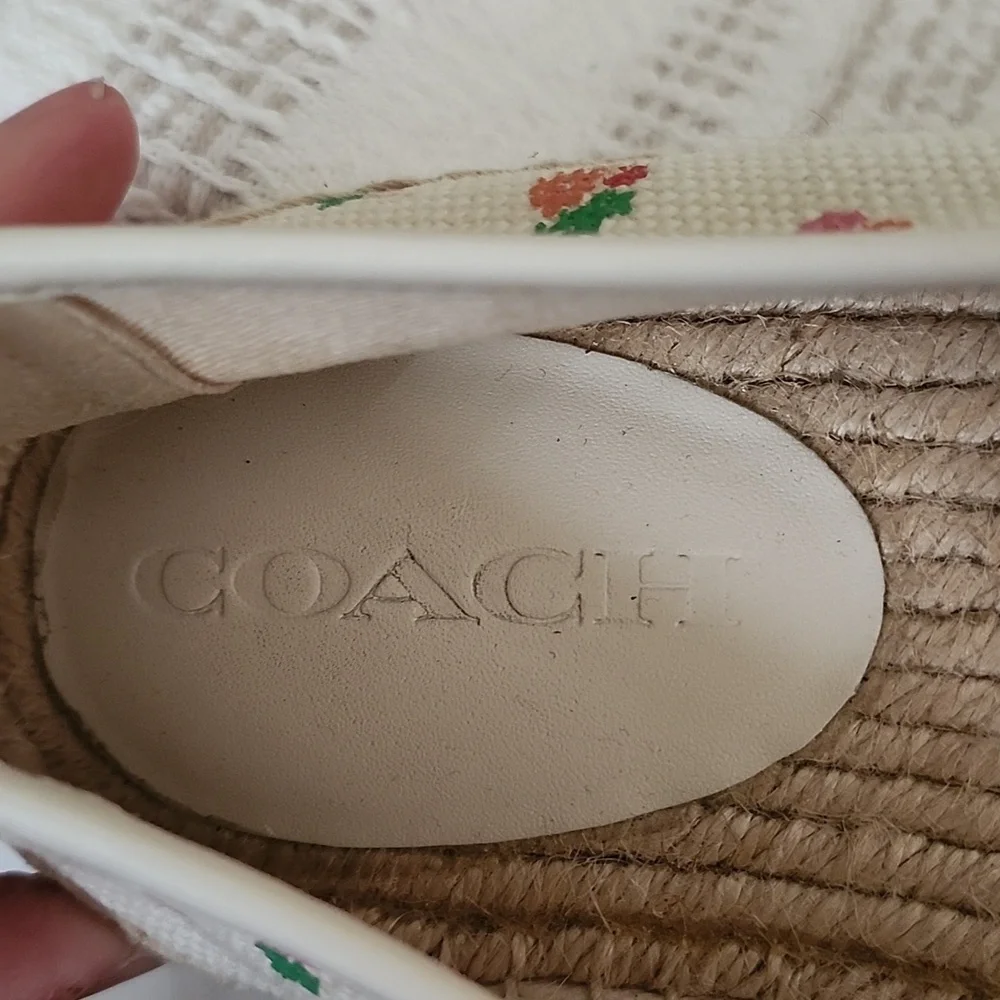 Coach canvas floral flat espadrille slip on shoes, women's size 9.5.